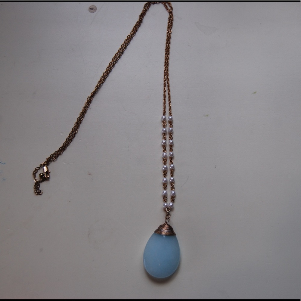 Alterd State Long Blue Stone Gold Necklace